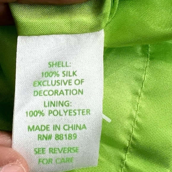 Lilly Pulitzer Dress Cold Shoulder Silk Long Sleeve Jewel Green Blue Size 4 - Picture 9 of 12